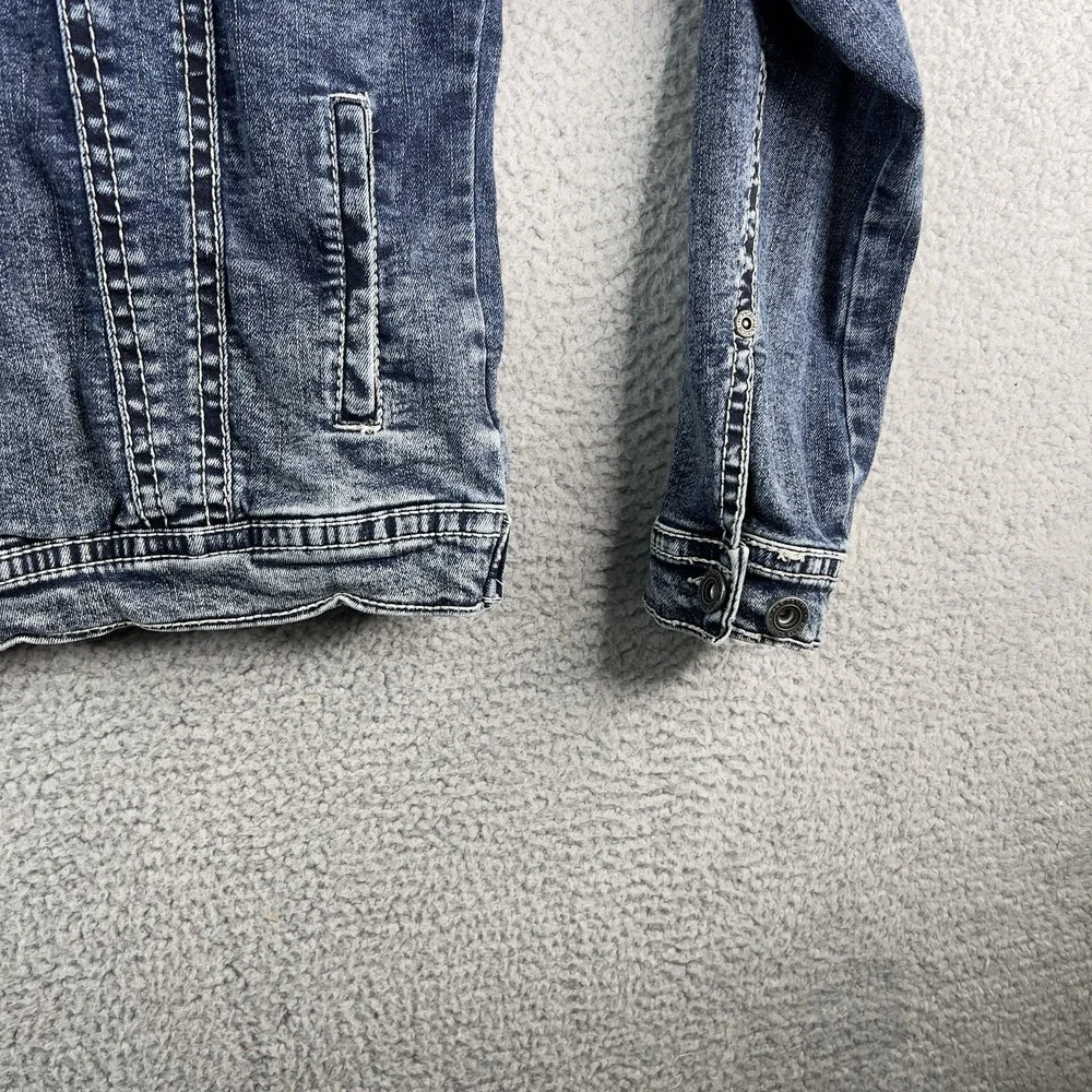 BKE‎ Men Jacket MEDIUM Blue Denim Jacket Western Button Trucker Stretch
